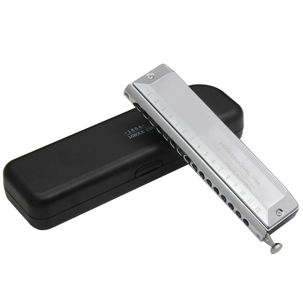 

1pc 16 Hole Harmonica 64 Notes Music Instrument For Beginners High-Quality Airtight Design Gift Box Packaging
