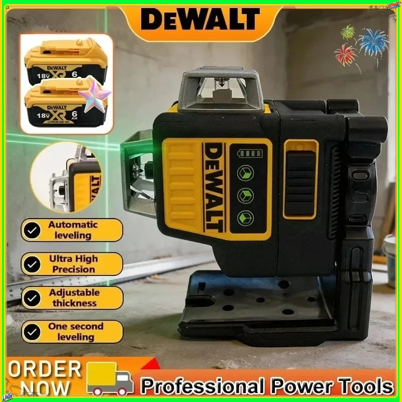 

Dewalt DW089LG 12 Lines 3 x 360° Green Laser Level Vertical Horizontal Self Leveling Laser Level Meter With Tripod Power Tool