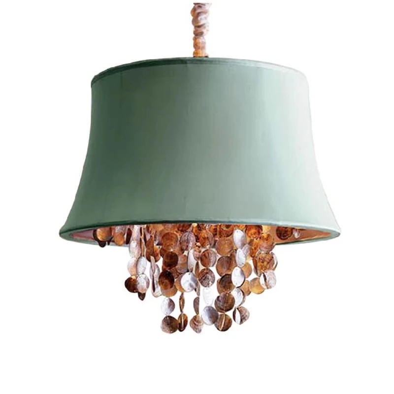

Green natural shell chandelier European French modern creative duplex room bedroom light