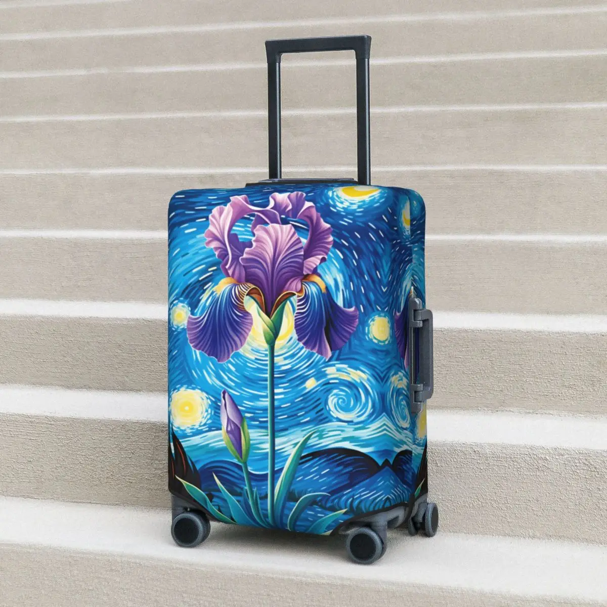 

Чехол для чемодана с изображением ирисов и фоном «Звездная ночь» Ван Гога, эластичный защитный чехол для багажа для путешествий и отдыха