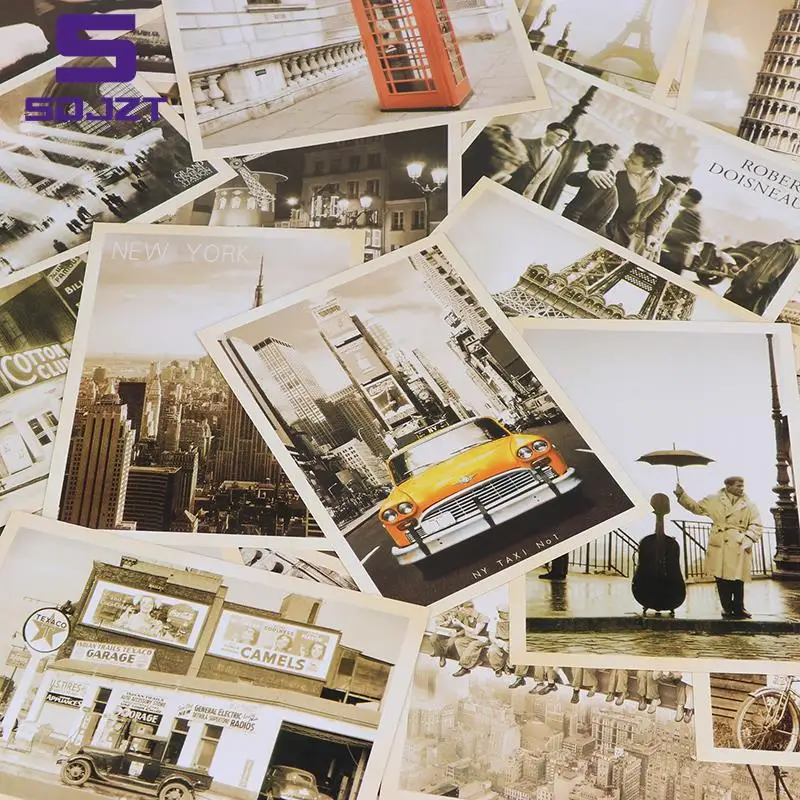 Cards Gift Cards Christmas Postcards Hot sale 32pcs Classical Famous Europe Building Vintage Style Memory Postcard Set Greeting