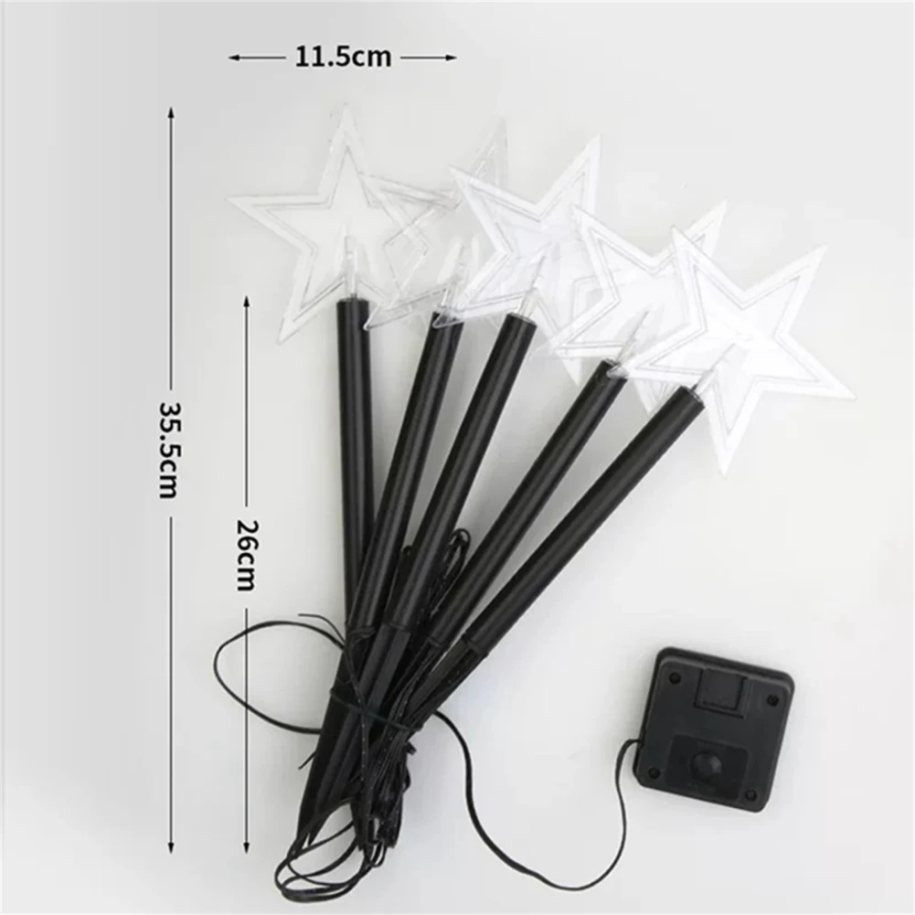 5pcs LED Solar Lawn lamps Outdoors Waterproof Christmas Tree Snowflakes Stars Decor Party Garden Porch Landscape Sunlight Lamps