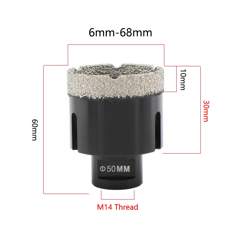 5/6/8/12Pcs Set M14 Thread Brazed Diamond Dry Drilling Bit Hole Saw For Ceramic Tile Porcelain Granite Marble Hole Opener Tools