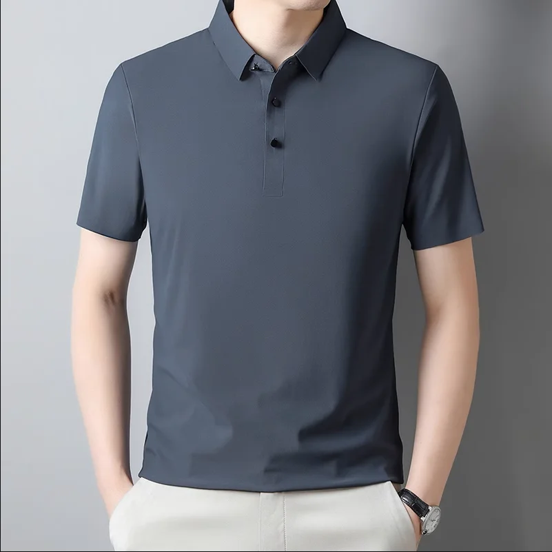 Summer New Men Short Sleeve Ice Silk POLO Shirt Fashion Simple Men\'s Business Casual Pullover Large Size 5XL