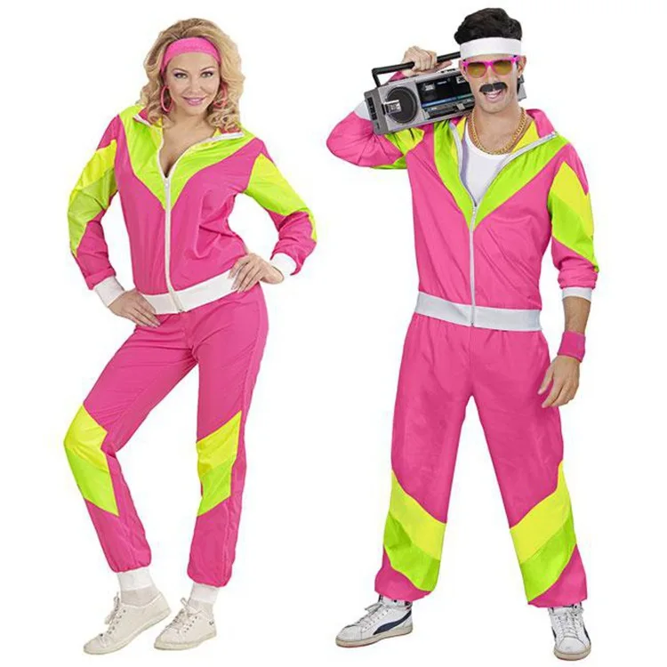 70s 80s costumi Hippie Retro Carnival Party Halloween Rock discoteca Cosplay abiti Performance felpa Hip-hop Training Suit