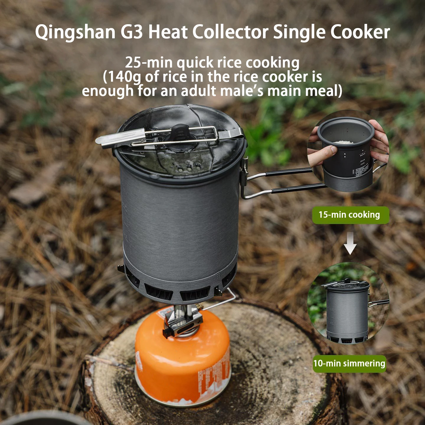 

G3 Ultralight Heat Collector Pot 600ml Outdoor Hiking High Efficiency Heat Exchanger Camping Pot for Backpacking Travel Stove