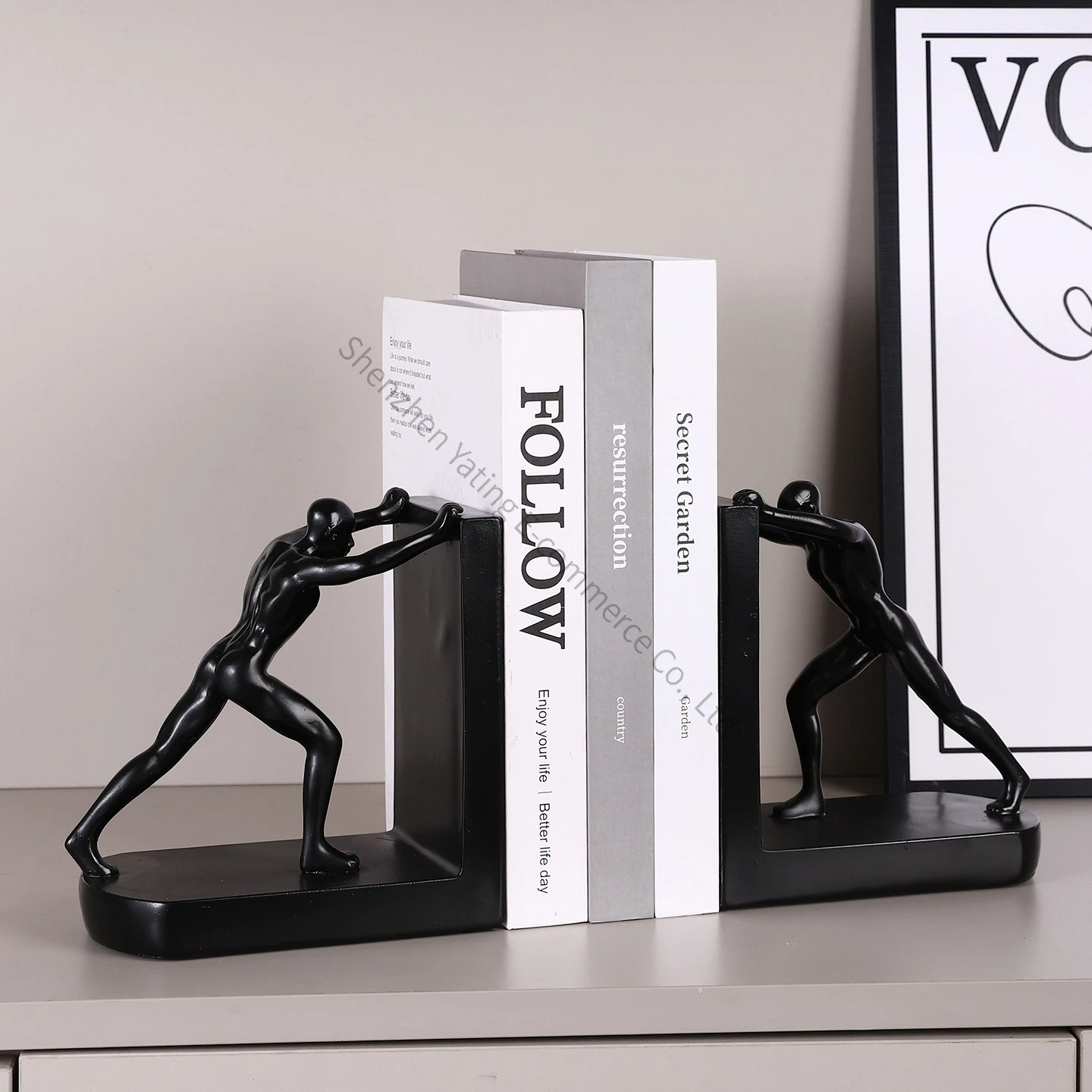 Office bookshelf Bookstand decoration Study Home wine cabinet Living room Creative character bookend Modern simple bookend Push