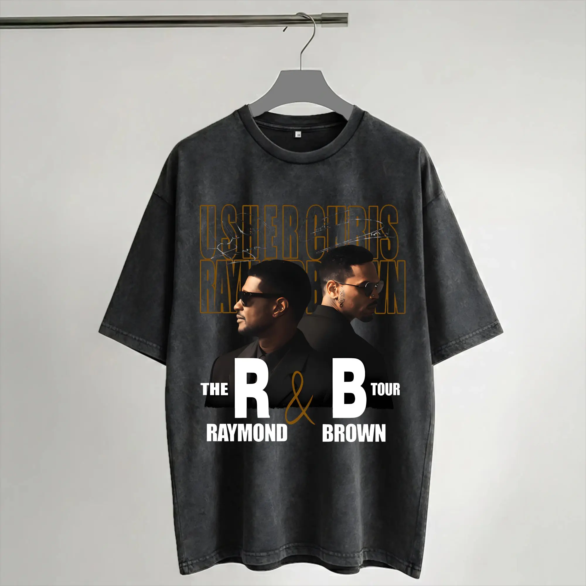 Graphic Printed Chris Brown Ushers R&B Tour 2026 Washed Shirts Outfit Oversize T-Shirt  for Men Women Tee Shirt