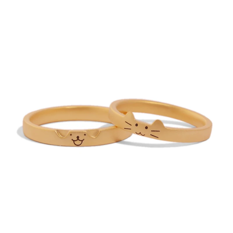 

Paw-some Cat Design 18K/14K/10K Gold & PT950 Platinum Diamond Couple Rings, Unique Wedding/Engagement Gift