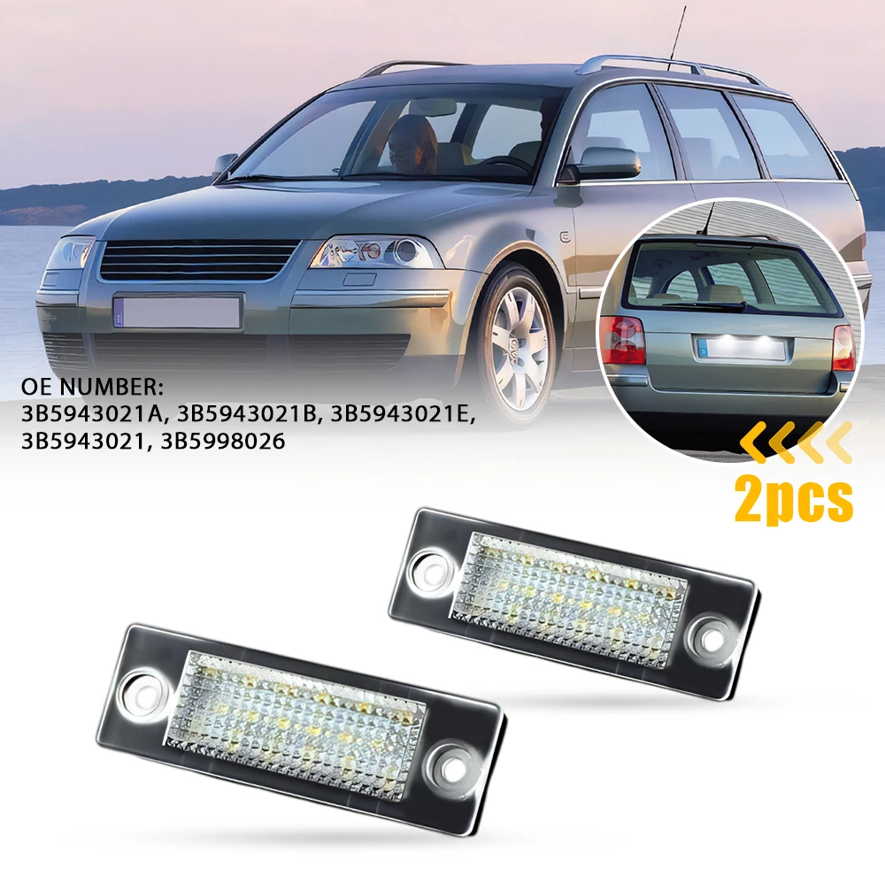 

2 шт. OXILAM светодиодный светильник номерного знака для Volkswagen Caddy Golf Jetta Syncro Passat 5050 SMD белый CANBUS 3B5943021A 3B5943021B