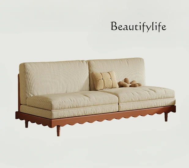 

Sofa Bed Folding Living Room Balcony Multifunctional Solid Wood Furniture Retro Style Cherrywood Telescopic Bed