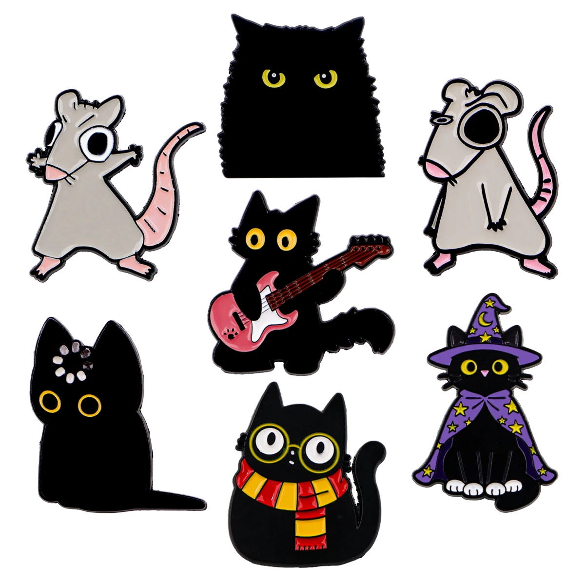 

Mix 2/5pcs/set Grey Mouse and Black Cat Enamel Pin Brooches for Lapel Pins Badge on Backpack Accessories Fashion Jewelry Gifts