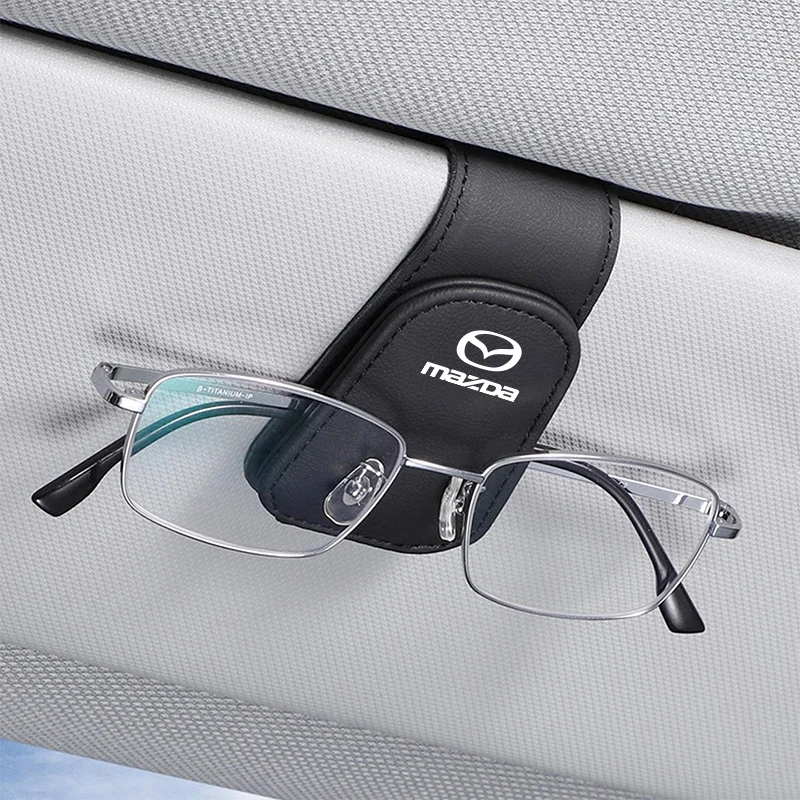 PU Leather Car Glasses Clip Credit Card Holder For Mazda 2 3 6 5 Atenza CX3 CX5 MX5 CX7 Axela CX30 CX90 CX60 CX50 MX30 CX9 RX8