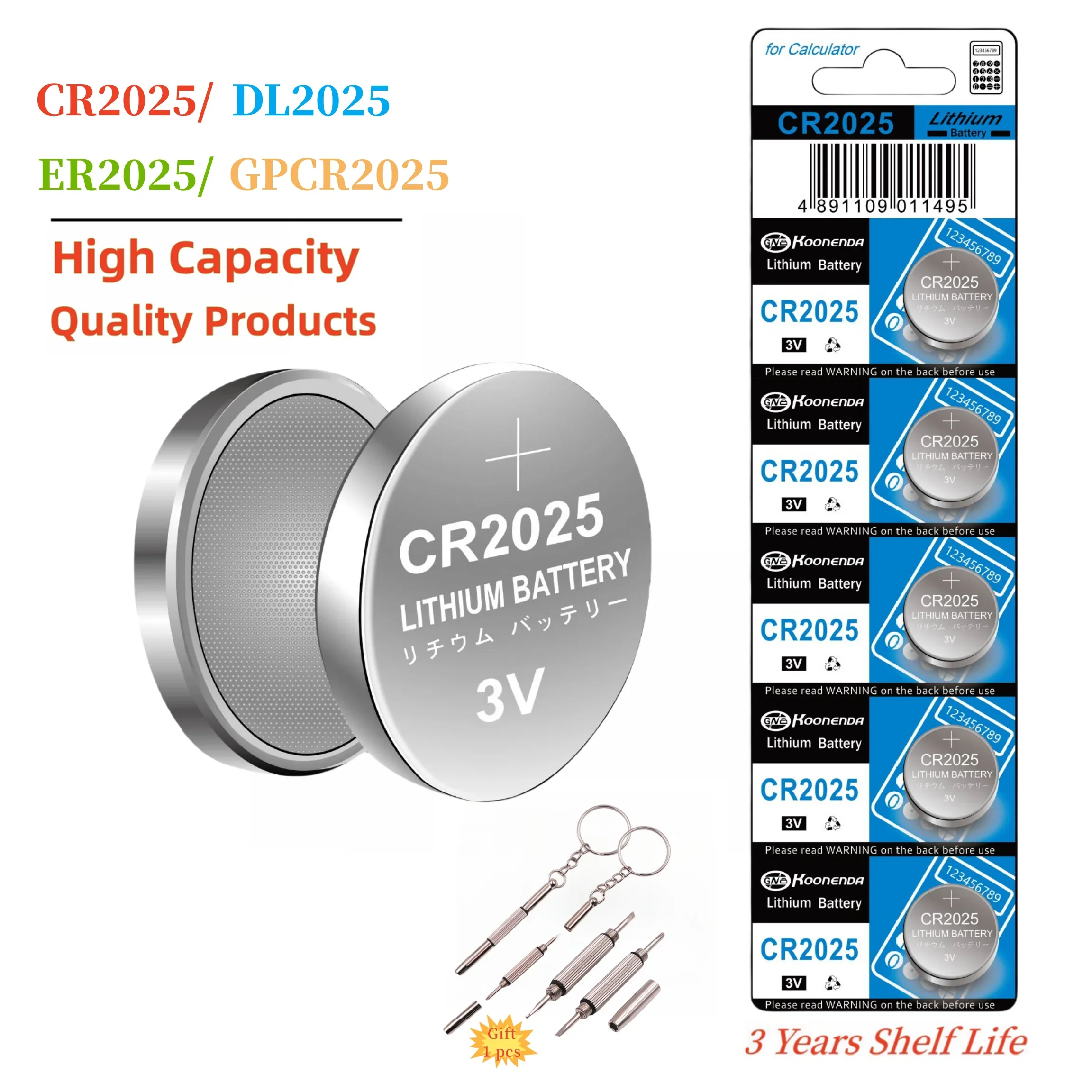 

CR2025 3V Lithium Button Coin Cell Batteries Ideal for Key Fob Watches Calculators Thermometers Glucometers and more with gift