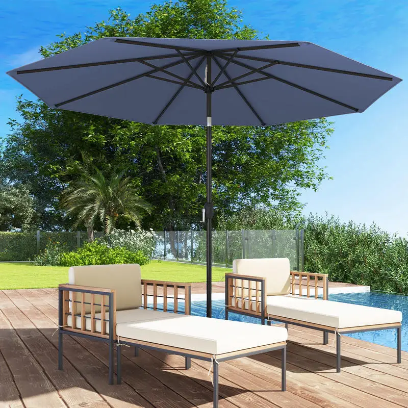 

10 Feet Outdoor Patio Umbrella with Tilt Adjustment and Crank-Navy