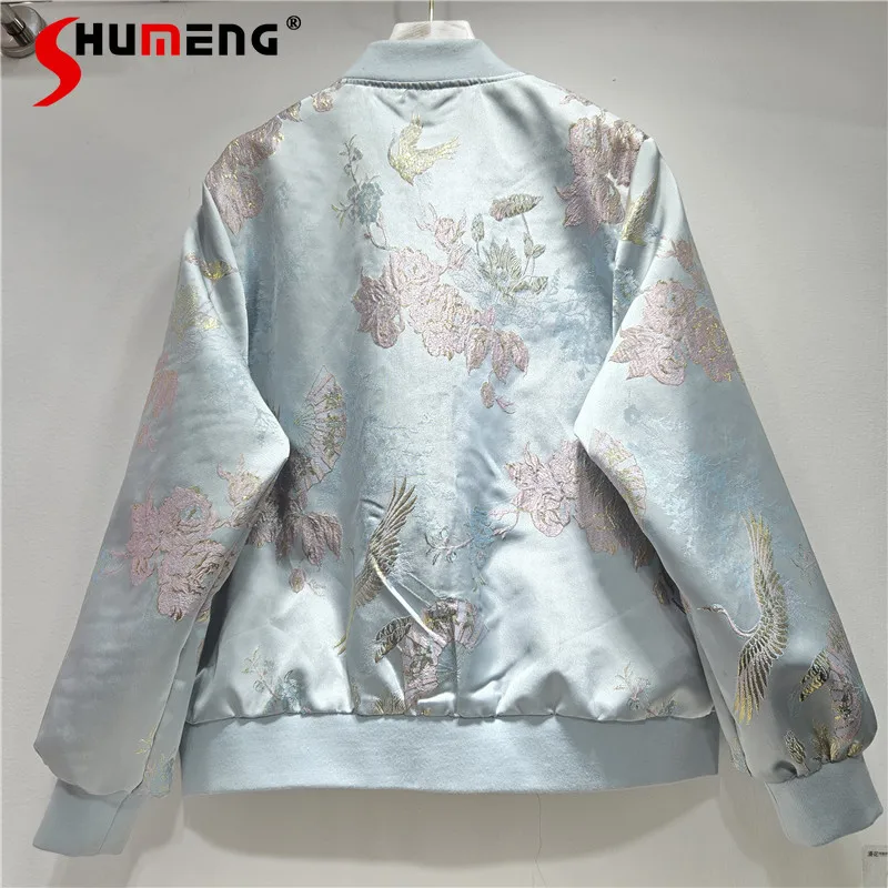 

Women 2025 Spring Autumn New Three-Dimensional Floral Stylish Coats Chic Beaded Short Jackets Fashion Versatile Baseball Jackets