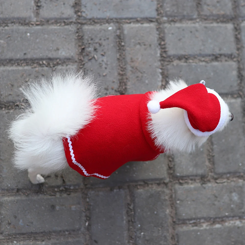 Christmas Pet Cape Hat Winter Cute Dog Cat Red Santa Hat Cloak Clothes Set for Small Cat Dogs Christmas Pet Accessories