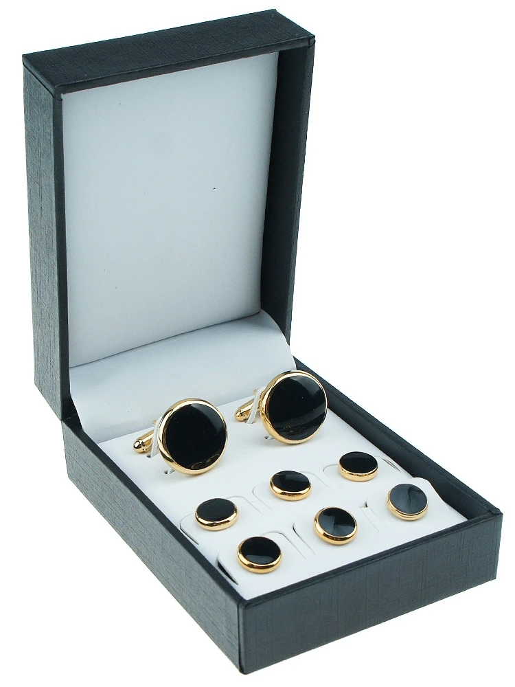 Herren Manschettenknöpfe und Studs Set für Smoking Shirts Business Hochzeit Partei Manschette Links Klassische Zubehör Krawatte Verschluss Kragen Clips Geschenk – Detail 4