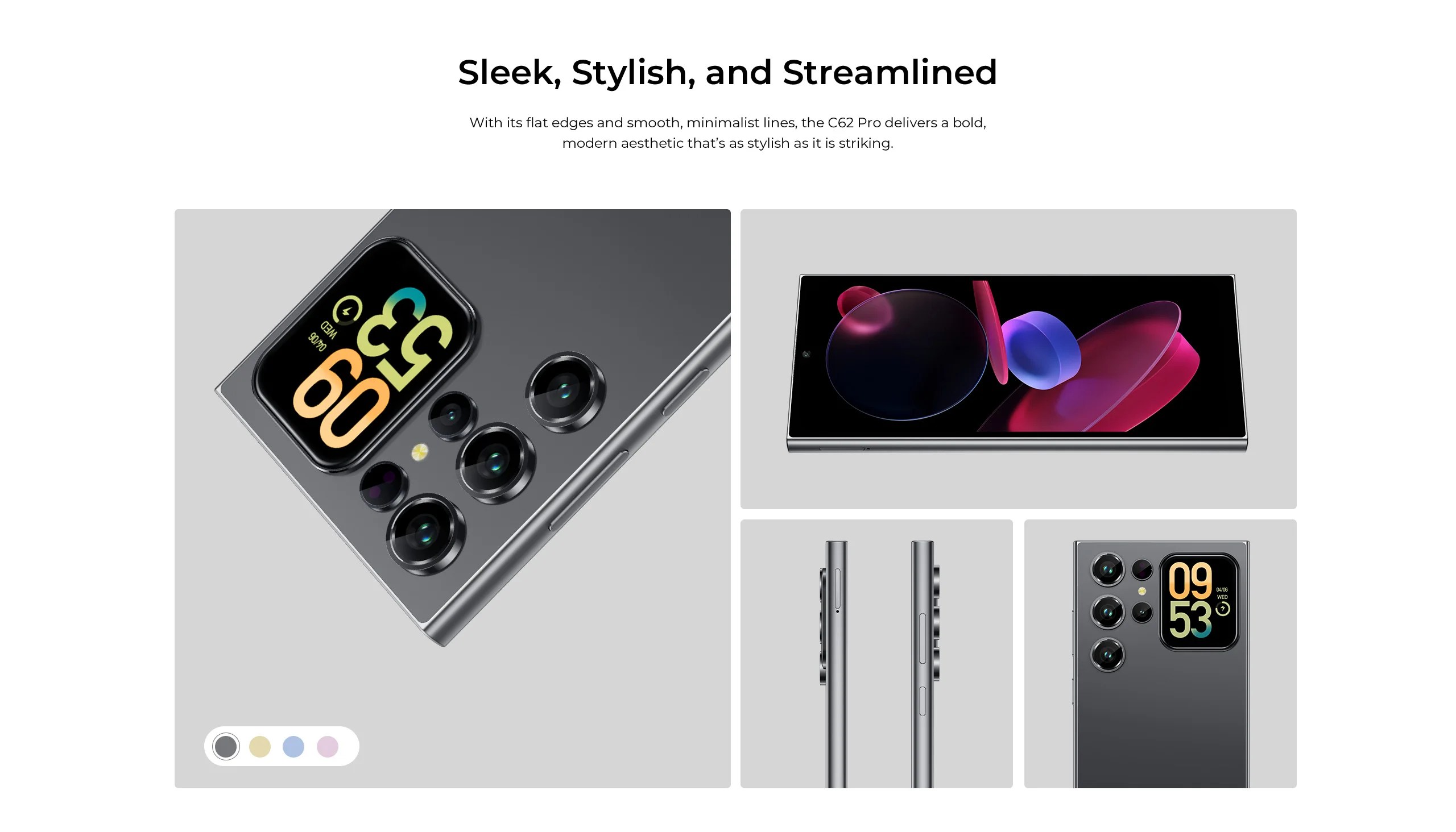 OUKITEL C62 Pro NFC Smartphone Android 15, 6.88" HD+ 1.81" Sub Screen Unisoc T615 Cell Phone, 24GB (6+18) + 256GB, 5150mAh