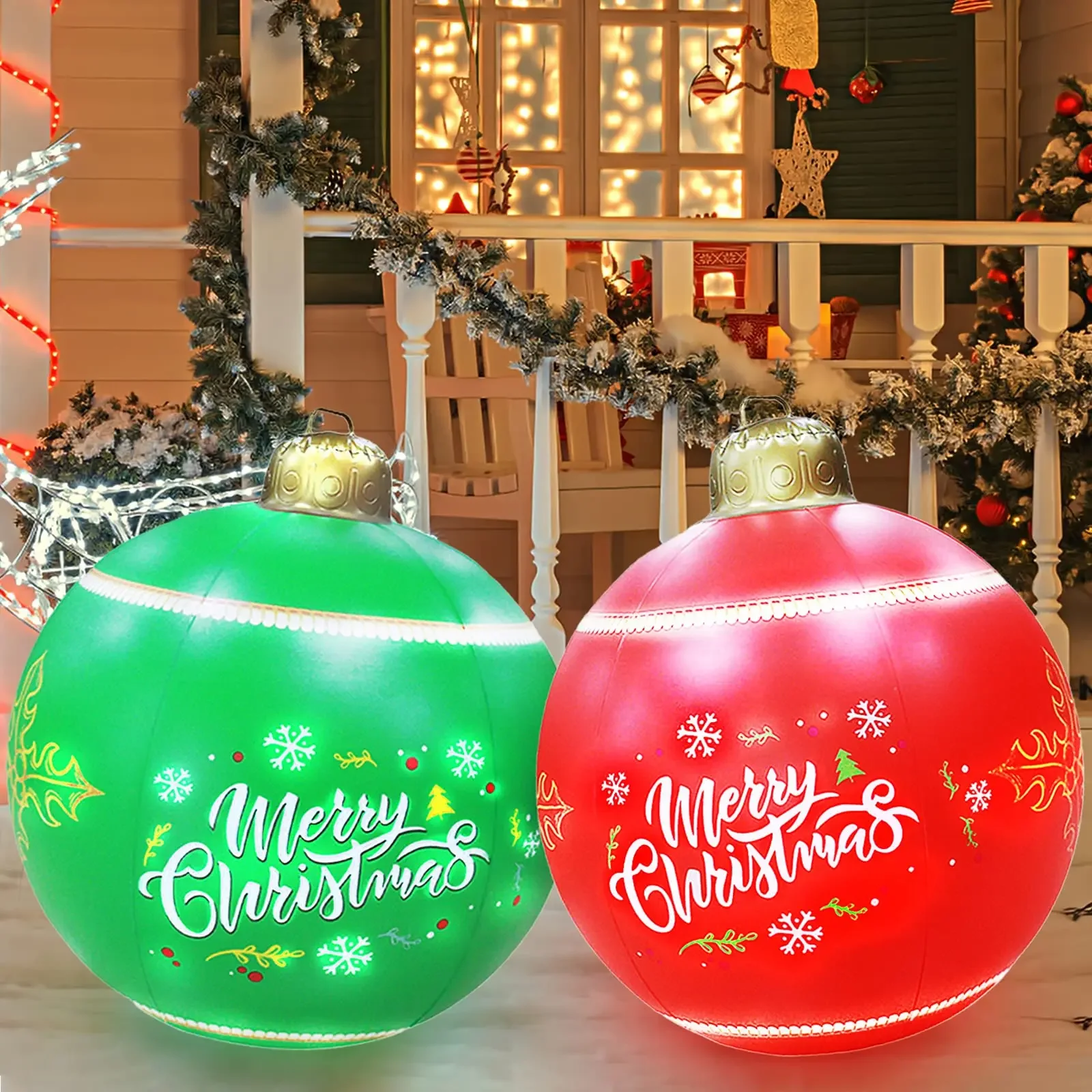 PVC Christmas Inflatable Ball Ornaments,Giant Outdoor Inflatable Decorated Ball for Outdoor Yard Lawn Pool Christmas Decoration