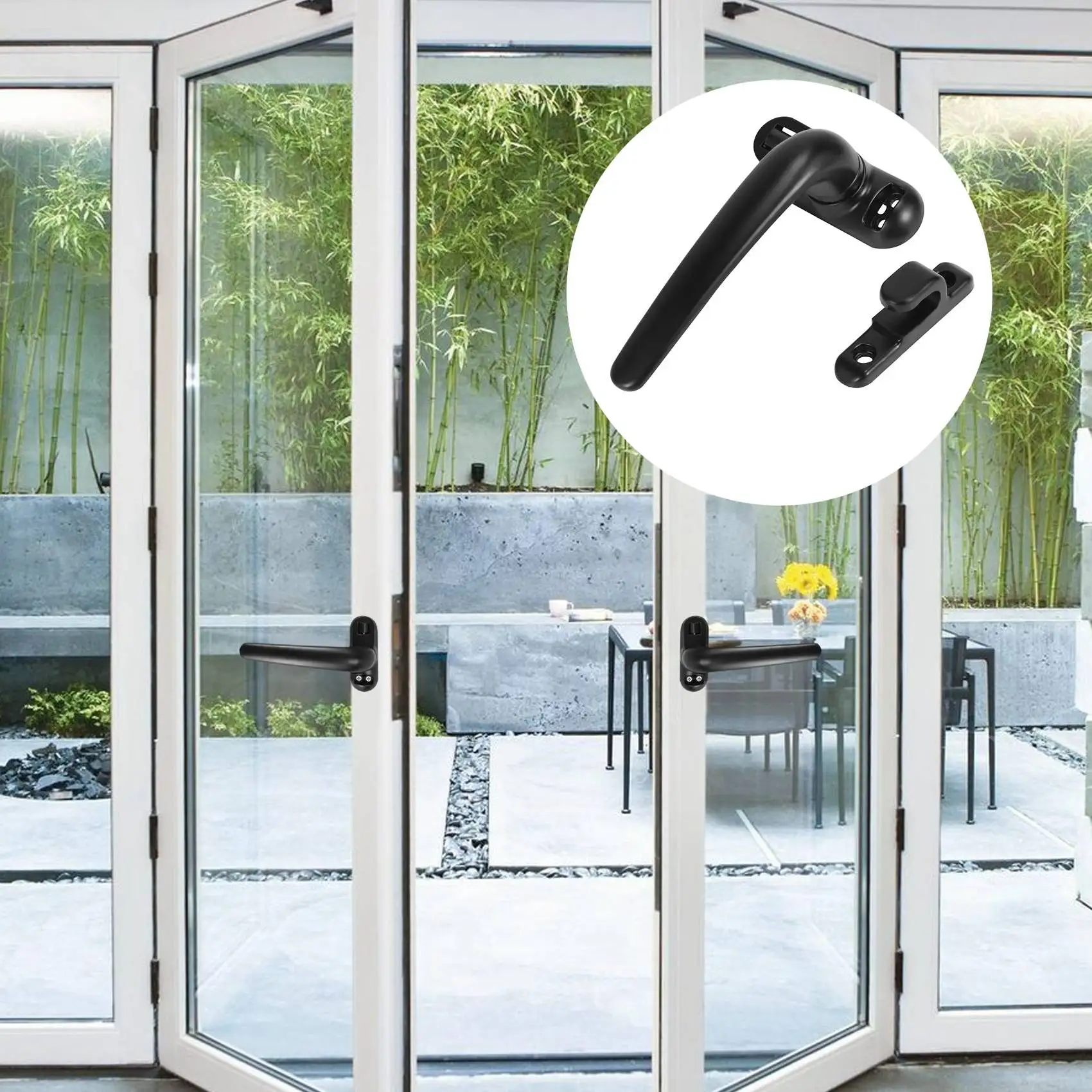 HOT Door and Window Handle Lock Casement Window Lock Wheel Handle Black