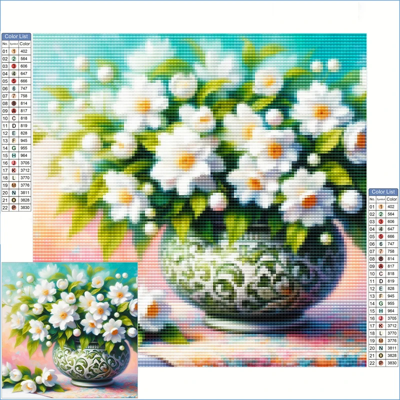 

New Diamond Paintings 2025 Paint By Diamond A Large Vase Of Jasmine Flowers Diamond Art Clearance Sale Arts And Crafts Adults