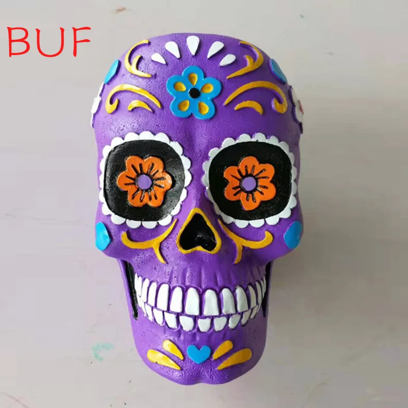 Resin Skull Ornament Succulent Plant Pot Resin Crafts Villa Courtyard Decoration Ornaments Halloween Decoration Skull Flower Pot