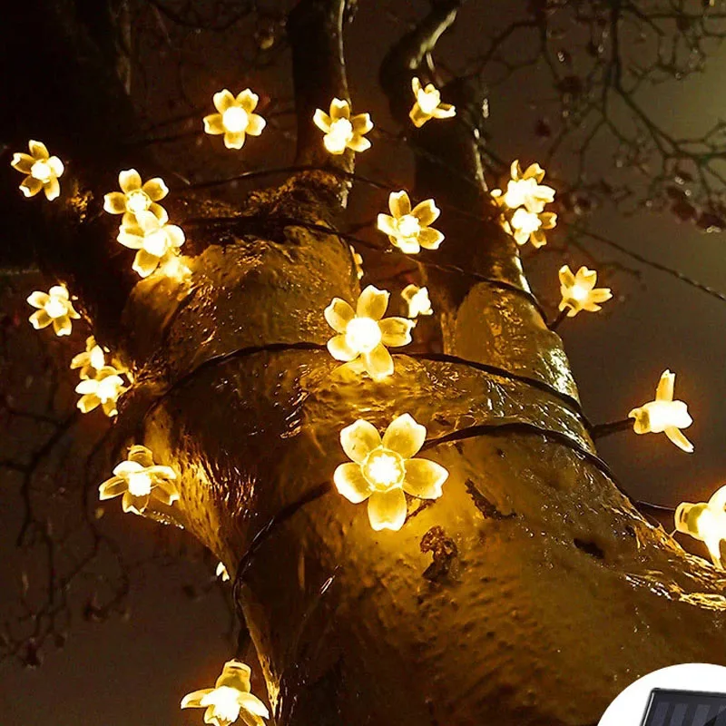 Solar String Weihnachtsbeleuchtung Outdoor LED 3 Modus Wasserdicht Blume Garten Blüte Beleuchtung Party Dekoration