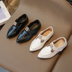 Girl's Pointed Little Leather Shoes 2025 Spring and Autumn New Korean Version Children's Soft Sole Fashion Princess Single Shoe