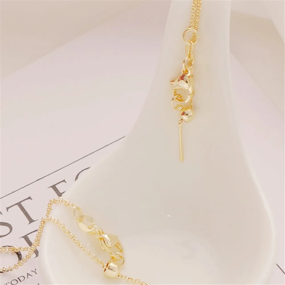 14K Gold-wrapped Needle Universal Necklace, Roller O Chain, Thin Chain Adjustment, Telescopic Bracelet, DIY Beaded Chain