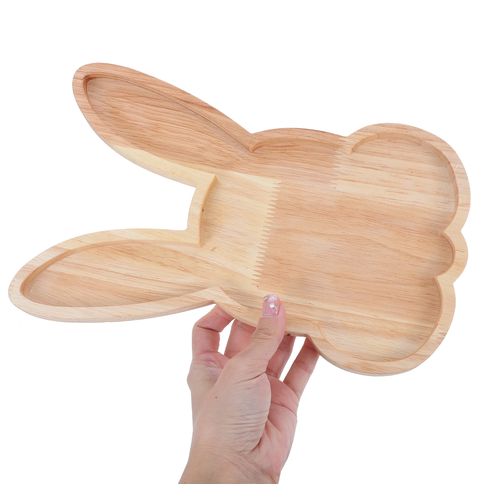 Rabbit Designed Wood Tray for Easter Dessert Fruit Salad Charcuterie Farmhouse Decorative Serving Board Holiday Tableware Gift