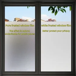 Pure Frosted Adhesive-Free Window Film Privacy Protection Film Suitable for Office, Bathroom, Bedroom, Store, White Frosted Electrostatic Adsorption Window Film