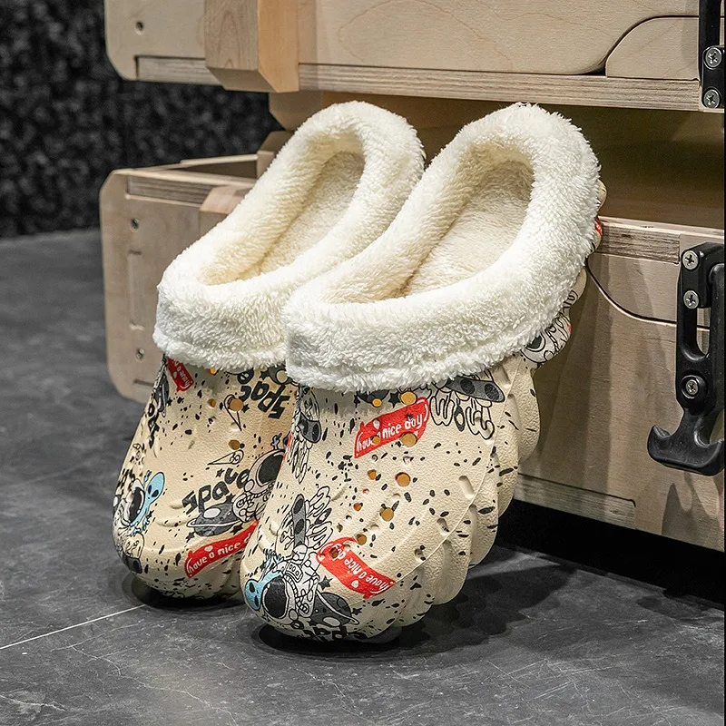 

Трендовые мужские тапочки, зимние теплые хлопковые тапочки, мужские мягкие нескользящие шлепанцы на плоской подошве, домашние домашние тапочки, большой размер 41-48