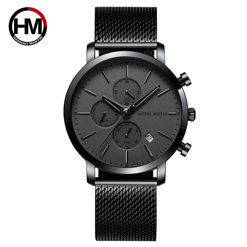 

New Top Luxurious Men 3ATM Waterproof Wrist Watch Calendar Fashion Stainless Steel Strap Simple Design Quartz Movement Watches