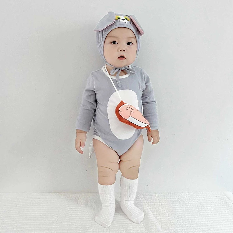 Unisex Kinder-Maus-Kostüm, Overall, Niedlicher Grauer Katzen-Strampler mit Hut für Babys und Kleinkinder, Halloween-Kostüm für Kinder – Detail 5