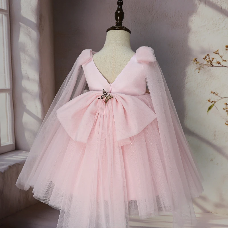 2025 Wed Dress Clothes Children Girls Tulle Sleeveless Jumper Host Dresses Costume Handmade Applique Kids Birthday Princess Gown