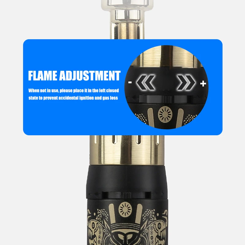 Briquet à flamme unique bleue HONEST, multifonctionnel, utilisation à 360° °   Cheminée à flamme inversée réglable avec cycle d'inflation