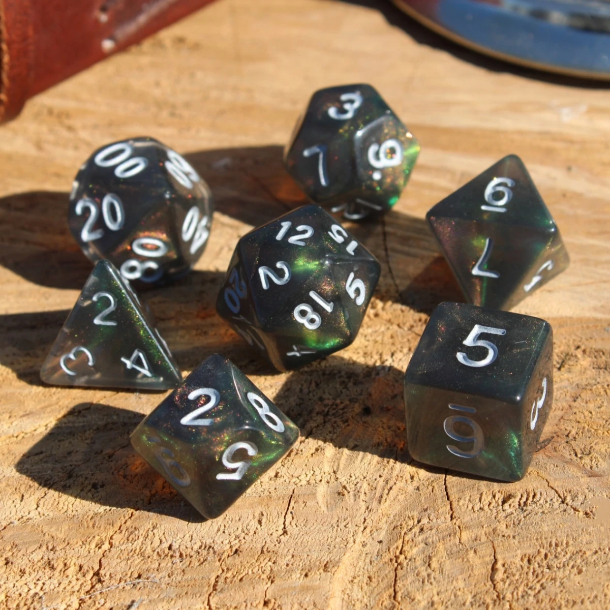 7Pcs/Set Auroral Starry Sky Dice for DND Dungeons and Dragons Table Games D&D RPG Tabletop Roleplaying