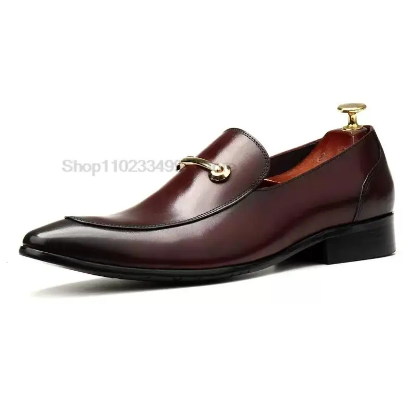 HNXC Pointed Toe Slip On Men Genuine Leather Loafer Luxury High Quality Casual Footwear For Male Black Brown Party Wedding Shoes