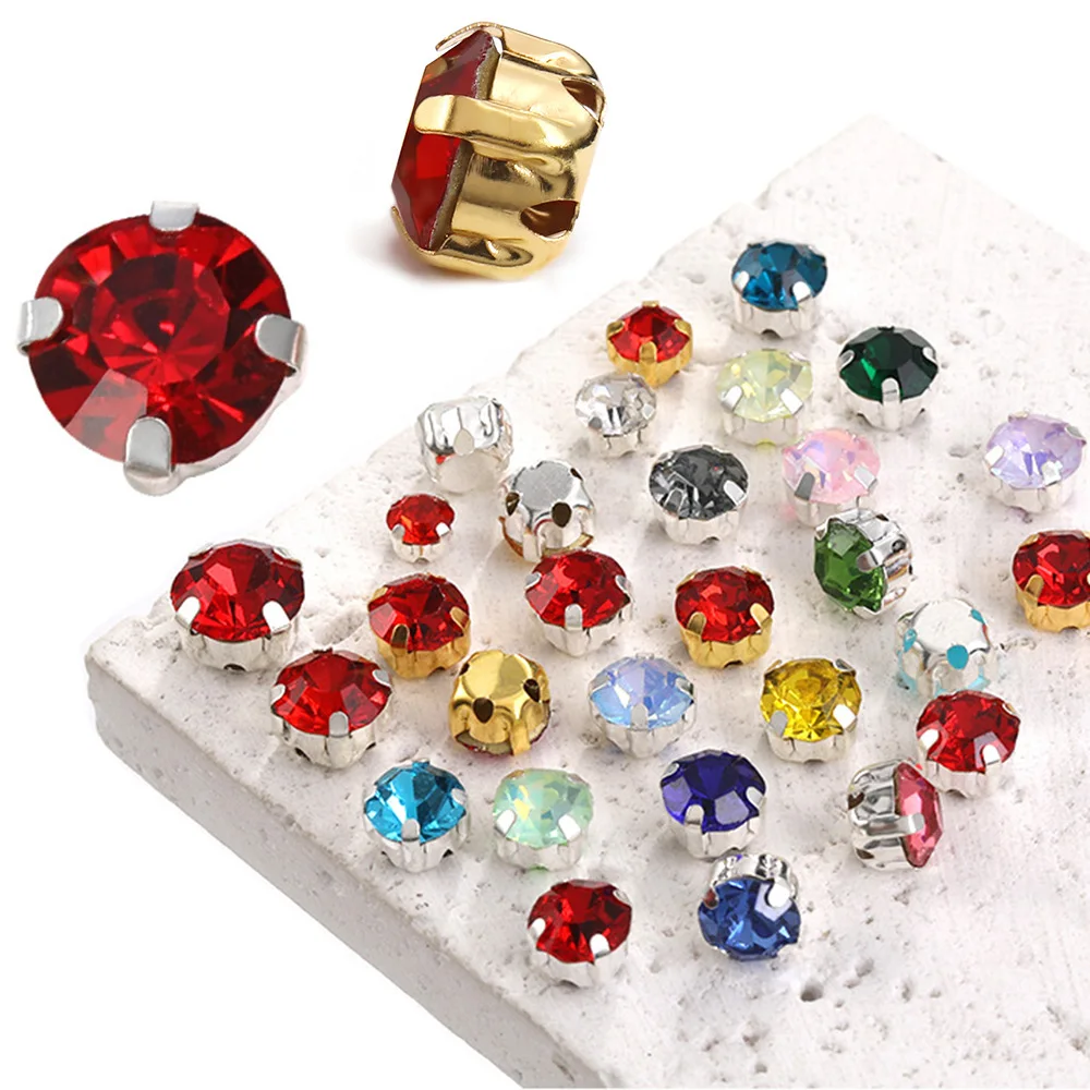 

4mm-8mm Bulk Silver Claw Cup Sew On Rhinestones Shiny Crystal Stones Glass Beads Needlework Sewing Rhinestone Strass Crafts Gems