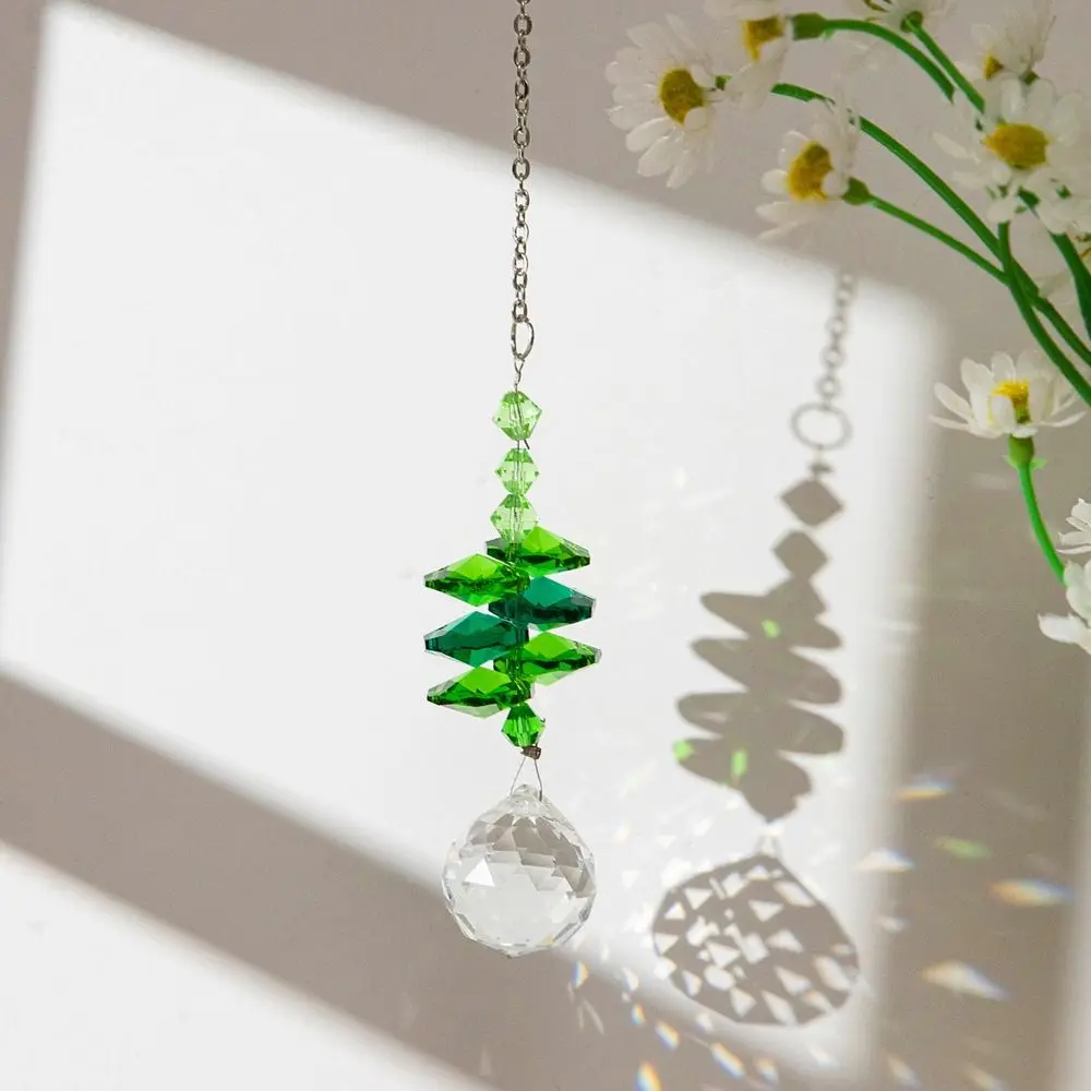 

5Pcs Home Decor Hanging Crystal Wind Chime Rotating Colorful Sun Catcher Exquisite Light Collection Pendant Blessing