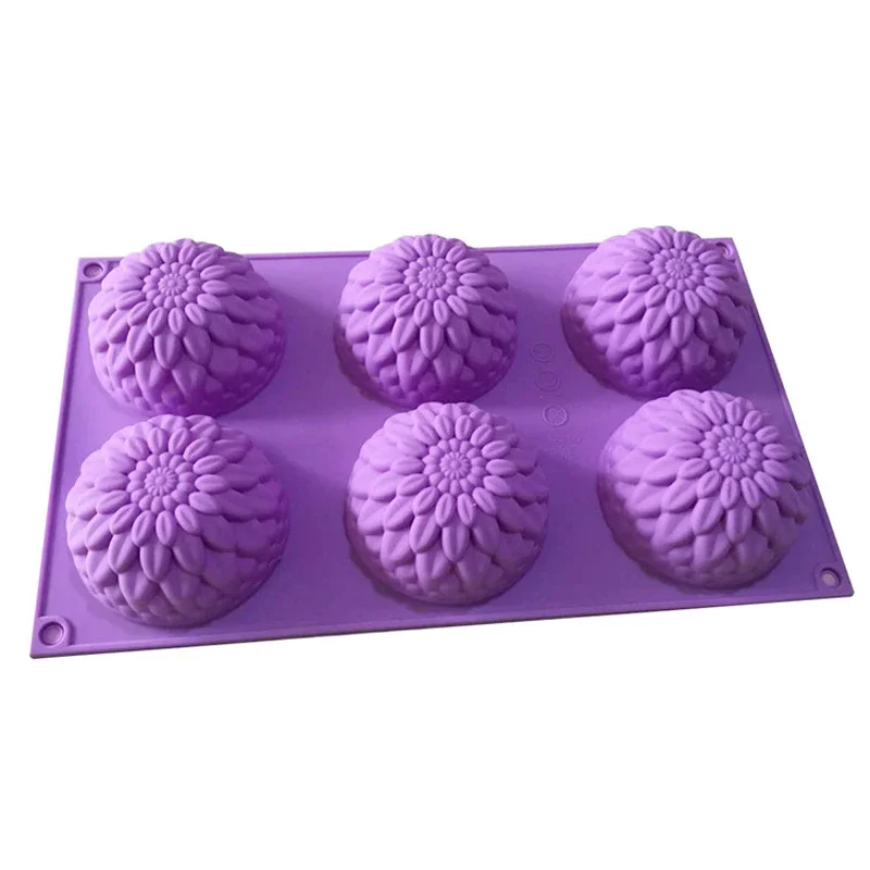 New 3D Chrysanthemums Soap Mold Flowers Silicone Moulds Candle s Sunflower Cake Decoration Tools 6 Grids Resin