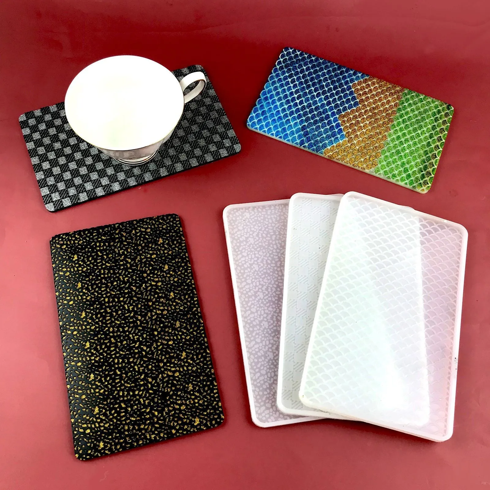 

Leopard Pane Coaster Cup Pad Silicone Mold DIY Square Water Coffee Cup Coaster Tray Storage Mirror Silicone Molds For Resin