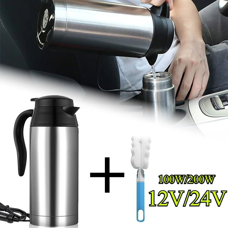 

750ML Car Electric Kettle 12V 24V Stainless Steel Water Heater Cup with Cigarette Lighter Plug Portable Travel Thermos