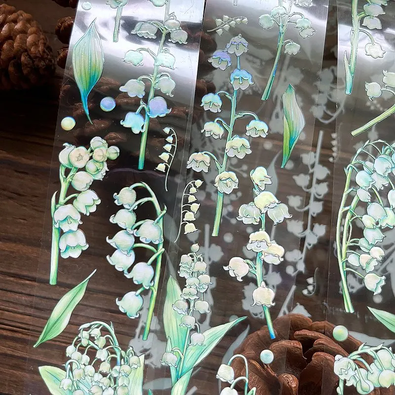 1 Loop-90cm Battypei Vintage Lily Of The Valley Washi PET Tape for Card Making DIY Scrapbooking Plan Decorative Sticker
