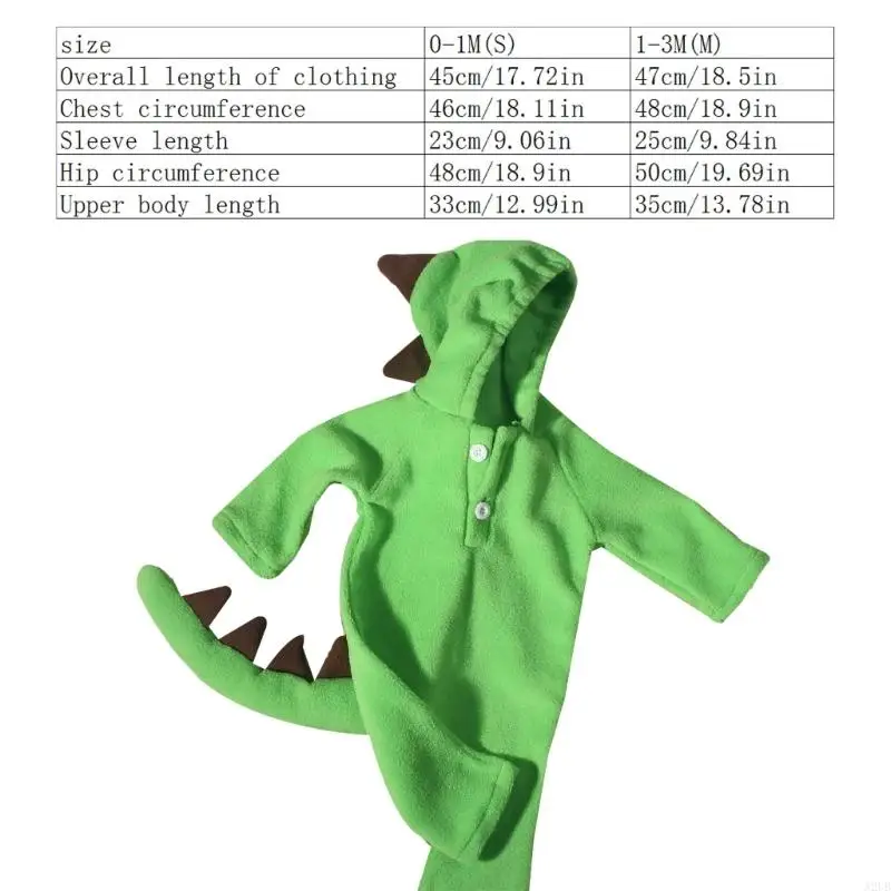Симпатичный динозавр дизайн с капюшоном с длинным рукавом фотосессий для ребенка A2UB