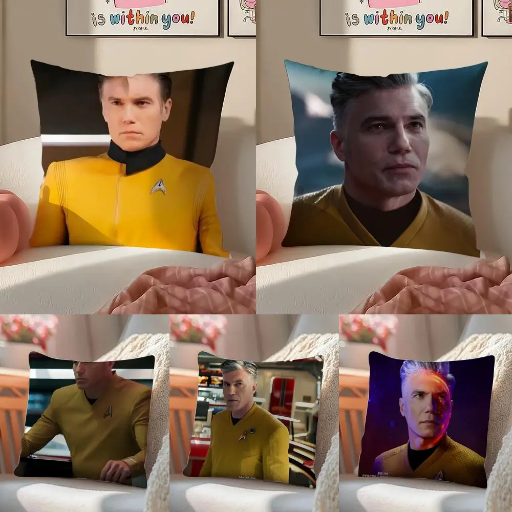 

Чехол для подушки Star Trek Captain C-Christopher Pike, короткий плюшевый чехол для подушки с невидимой молнией, чехол для диванной подушки
