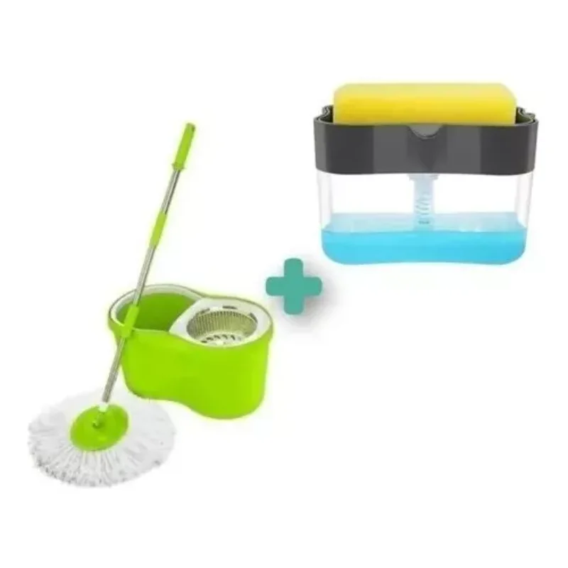 Combination bucket rotating MOP+dispenser soap trough cleaning accessories MOP