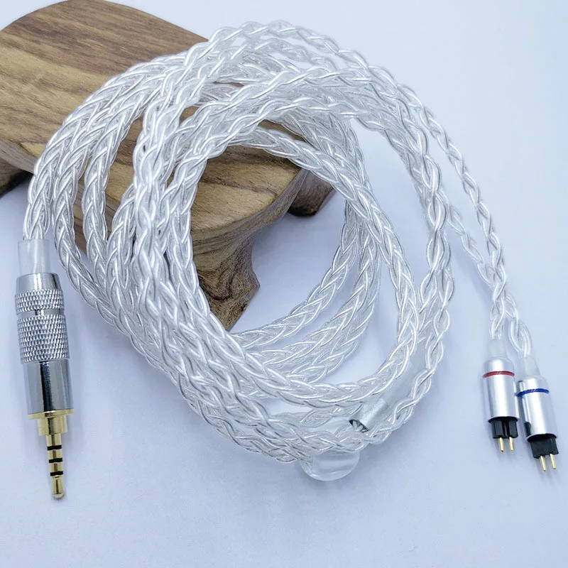 RY-C8 1.2m DIY Replacement 0.78mm 2Pin Cable 3.5/2.5/4.4mm Silver Plated Upgraded  8 core wire cable view 2