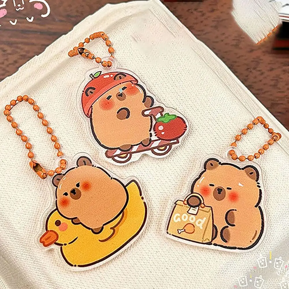 Cute Capybara Key Chain Cartoon All-purpose Bag Charm Decorations Acrylic Key Ring Couple Gift